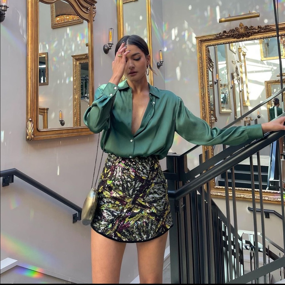 Zara multicolored short sequin skirt - Picture 3 of 10